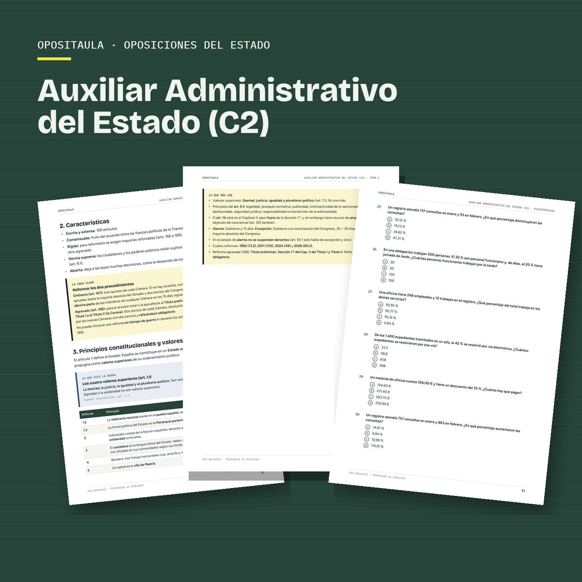 Páginas reales del material de Auxiliar Administrativo del Estado