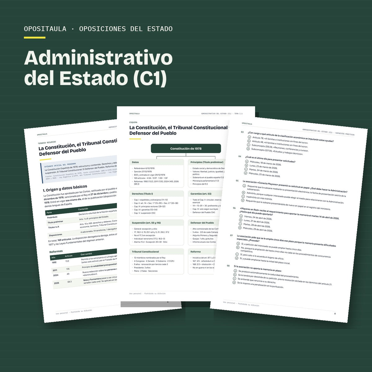 Páginas reales del material de Administrativo del Estado
